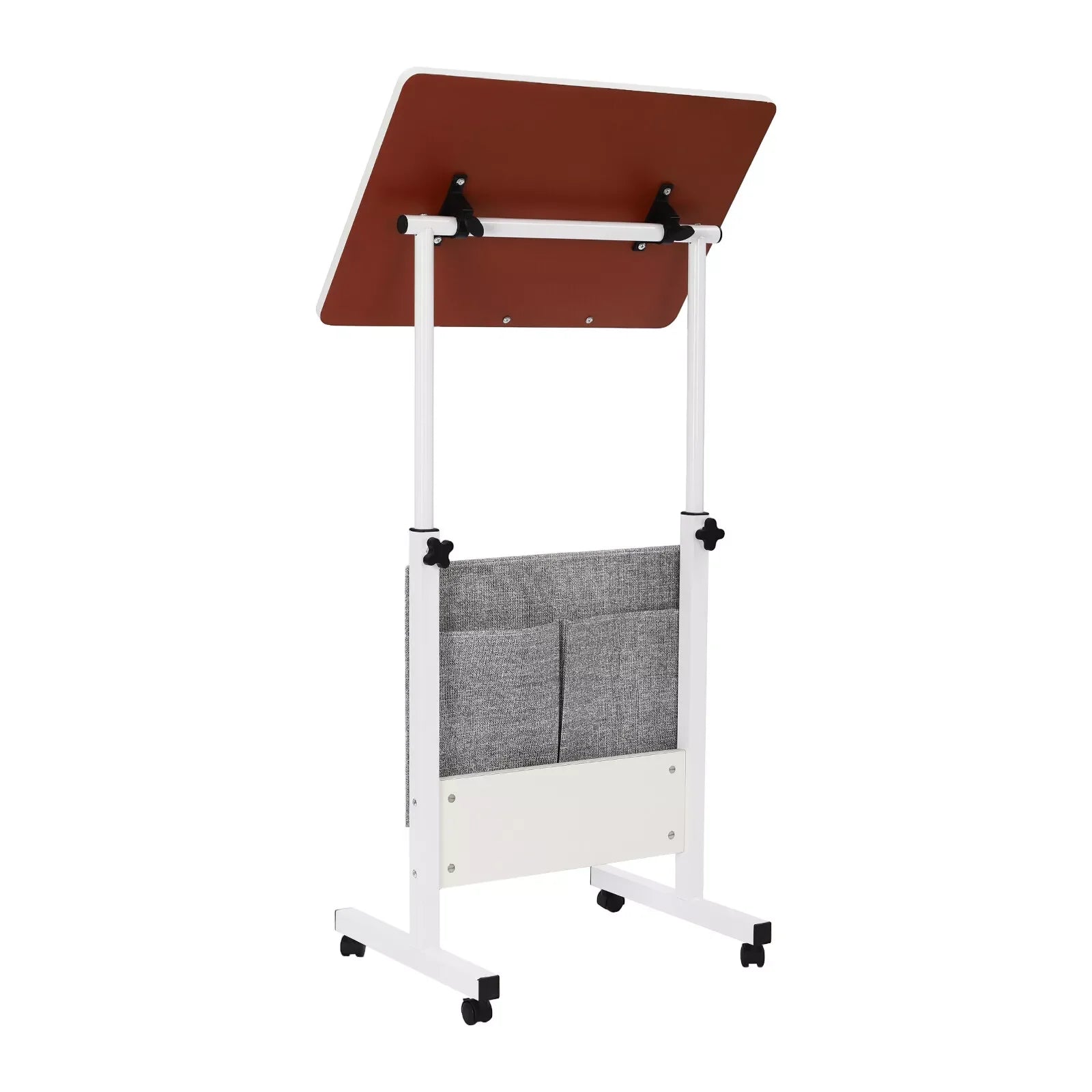 Rolling Laptop Desk with Adjustable Height | Office Computer Table with Storage & Wheels