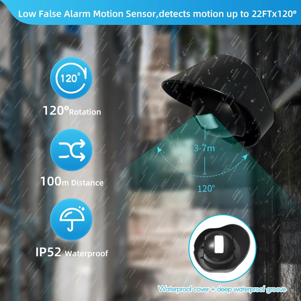 Multifunctional Wireless Driveway Alarm | Waterproof Outdoor Motion Sensor with 1 Receiver & 2 Transmitters for Indoor/Outdoor Use