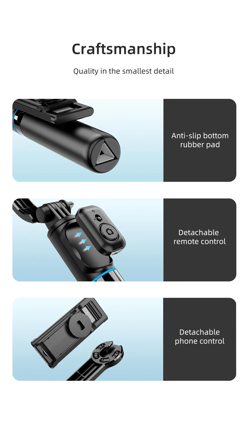 W&O C01 Selfie Stick Tripod with Wireless Stabilizer