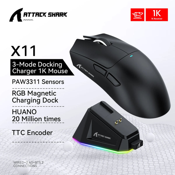 Attack Shark X11 Wireless Gaming Mouse – 22K DPI, Tri-Mode, RGB