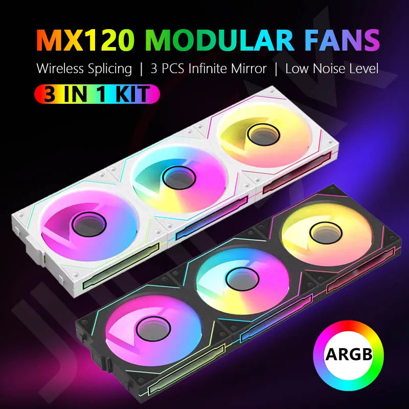 JUMPEAK MX120 360mm Modular Wireless Splicing ARGB Cooling Fan | Infinite Mirror Effect for PC Water Cooler