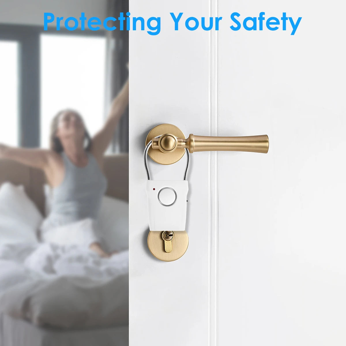 110dB Door Handle Alarm | Adjustable Settings Portable Battery-Operated Security Alarm for Home