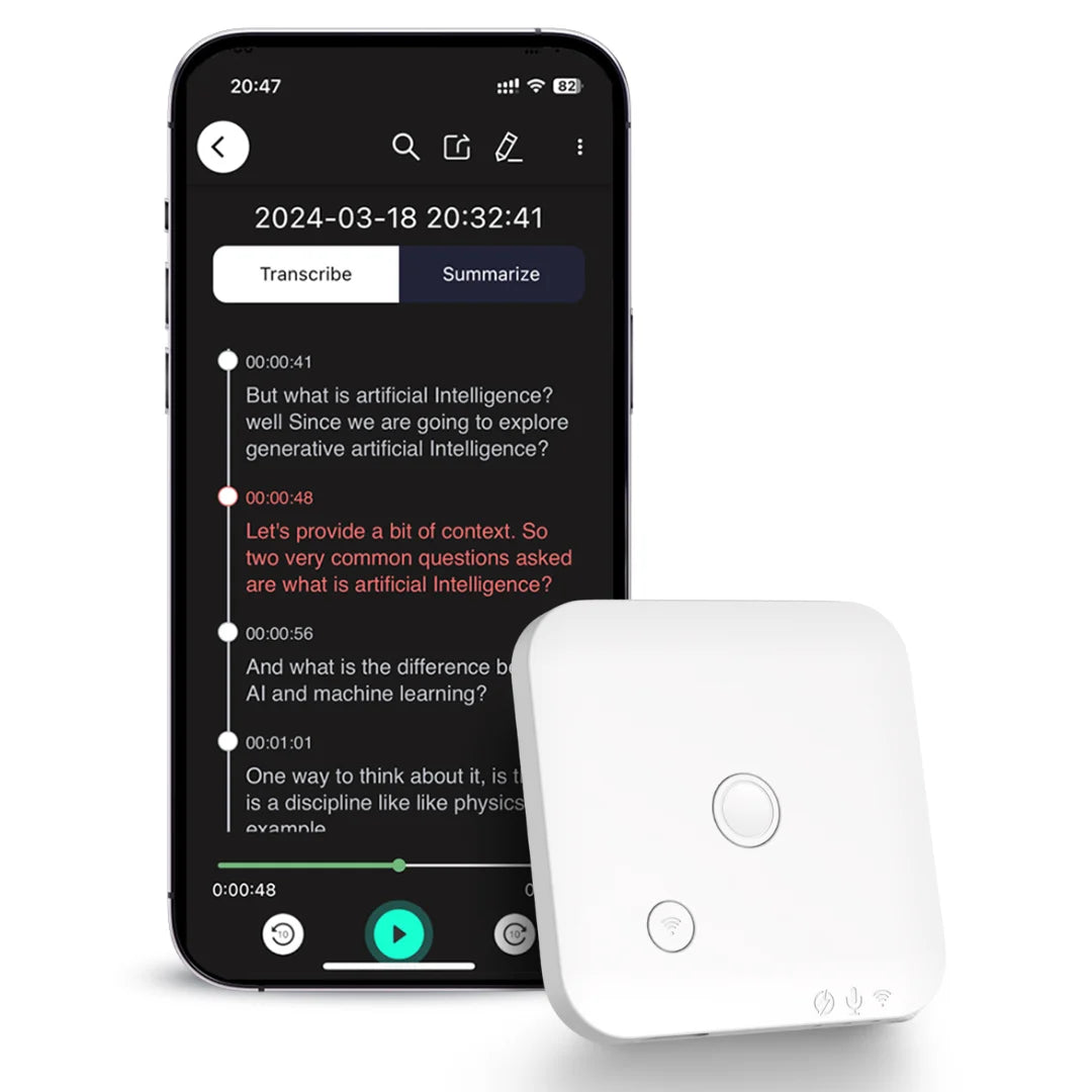 AI Voice & Call Recorder – 64GB, Speech-to-Text & Multi-Language Support