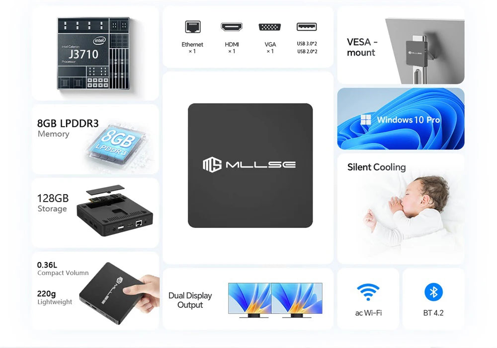 MLLSE M2 Air Mini PC – N4000, 6GB+128GB, Windows 11