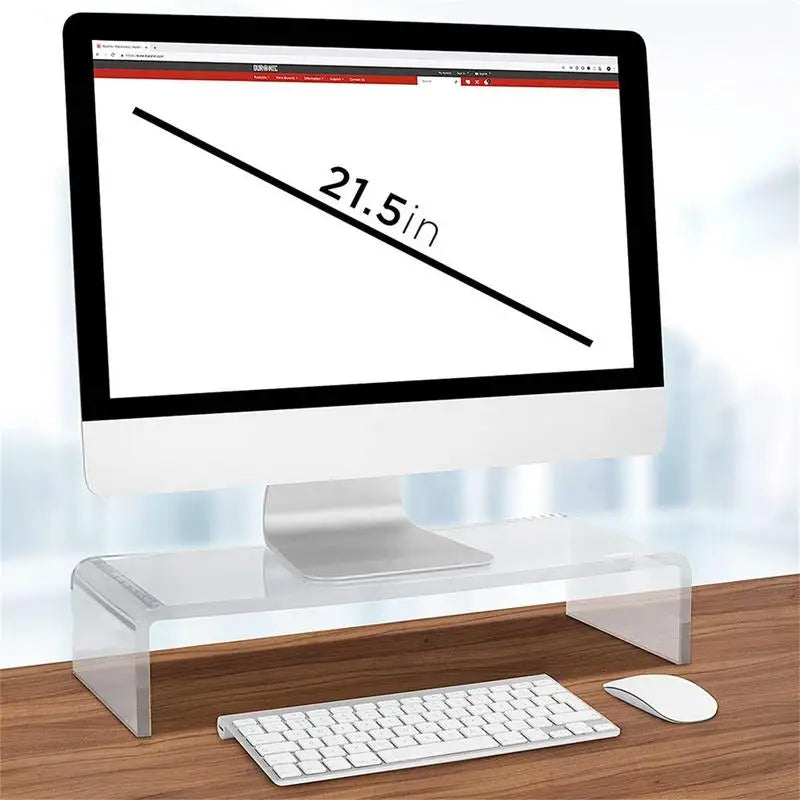 Acrylic Monitor Stand Riser | Transparent Height Adjustable Base for Computer, Keyboard, and Laptop