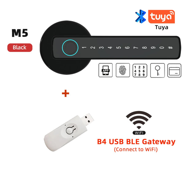 RAYKUBE Tuya BLE Fingerprint Door Lock | Digital Electronic Lock with Password, Key, IC Card, Smartlife & Tuya APP Unlock
