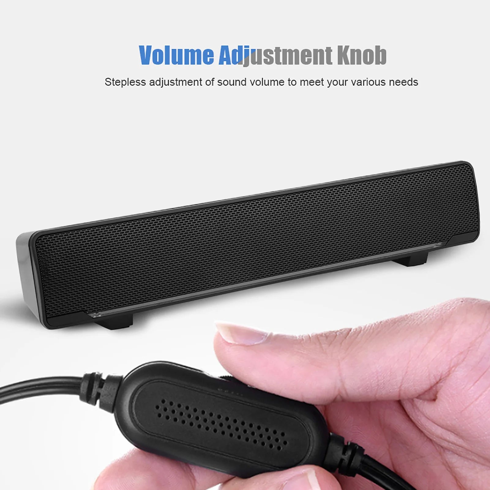 USB Wired Stereo Soundbar – Bass Music Speaker with 3.5mm Input for PC & Phones