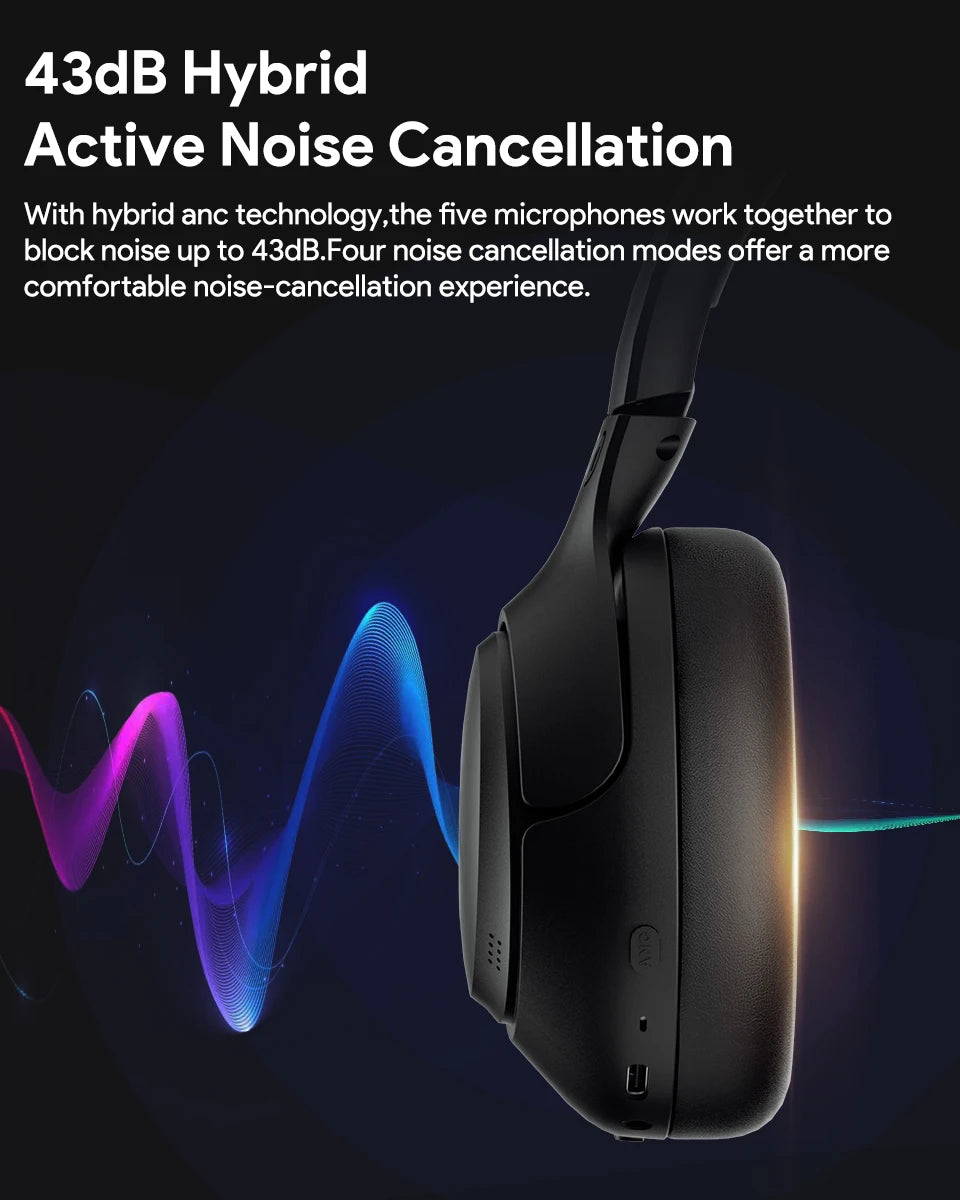 QCY H3 ANC Wireless Headphones – Bluetooth 5.4, 60H Playtime