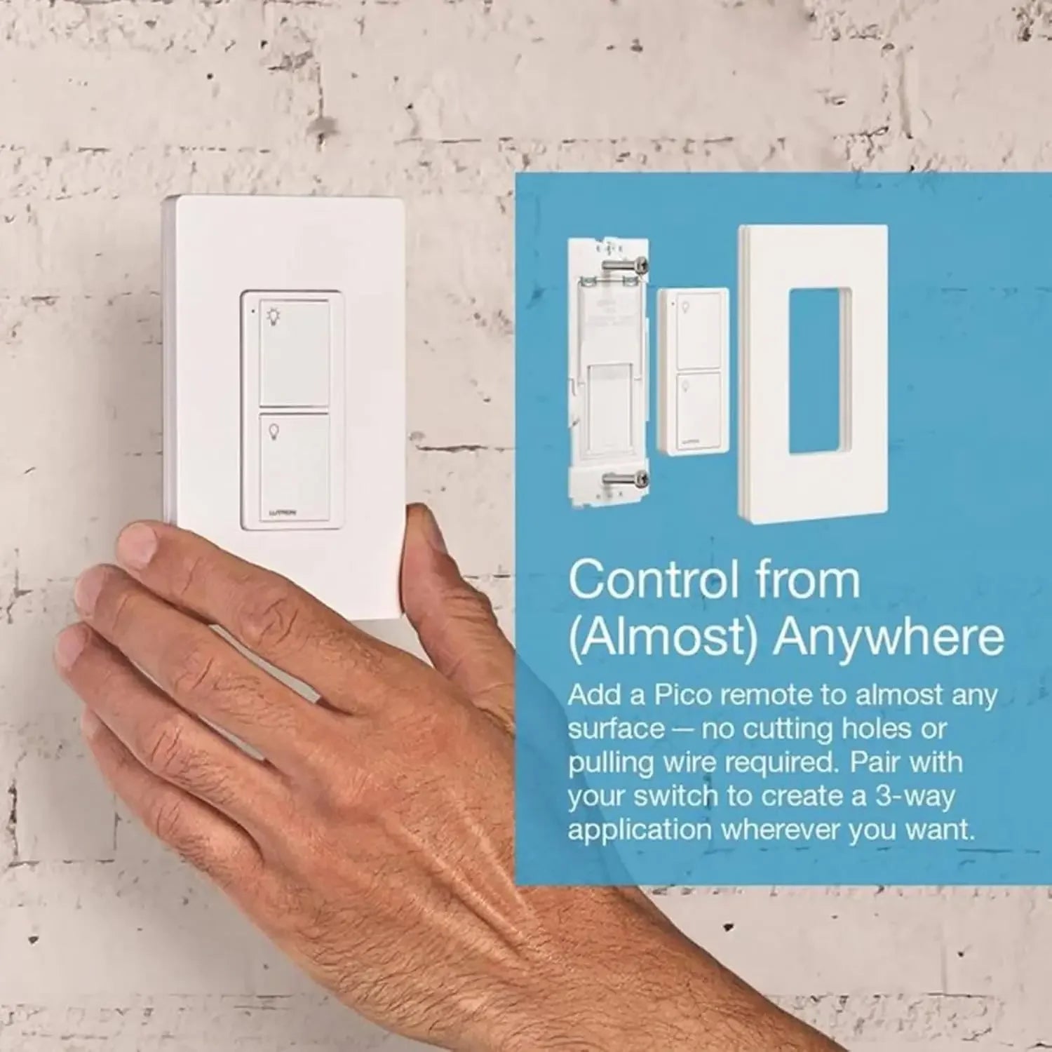 Lutron Caseta Smart Lighting Kit w/ Hub, Switch & Wall Plate | Works with Alexa for Lights & Fans