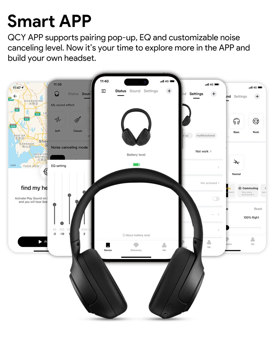 QCY H3 ANC Wireless Headphones – Bluetooth 5.4, 60H Playtime