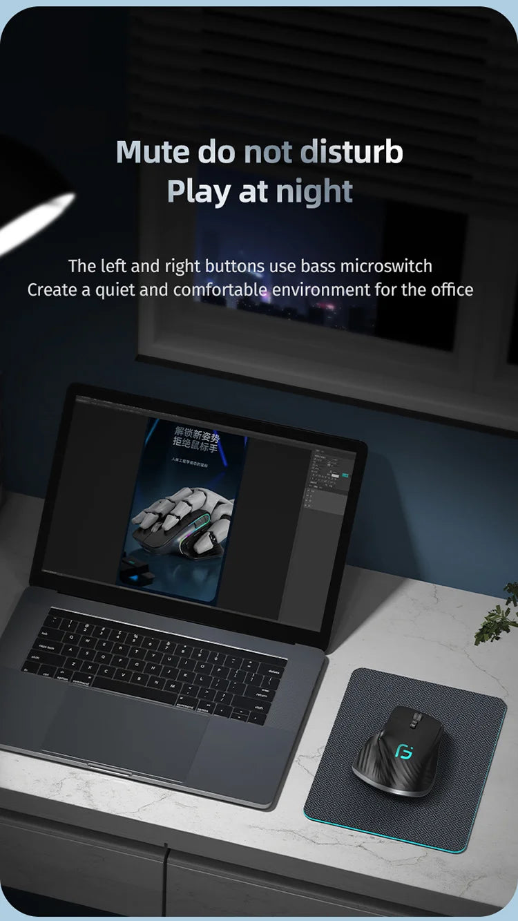 Multi-Device Wireless Mouse – Bluetooth 5.0/3.0 & 2.4G, Ergonomic Design