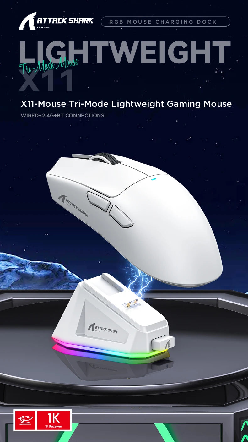Attack Shark X11 Wireless Gaming Mouse – 22K DPI, Tri-Mode, RGB