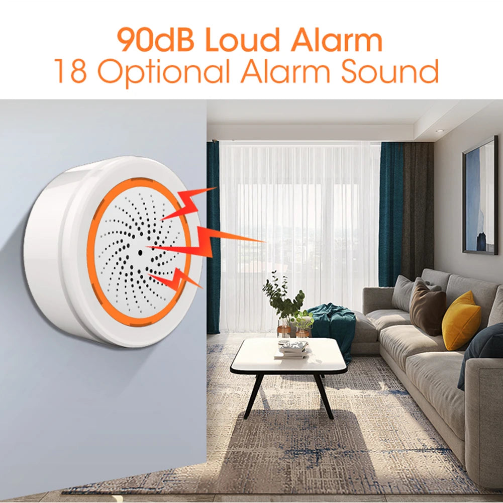 Sound & Light Sensor Smart Alarm Siren | 90dB Siren with App Remote Control for Home Security