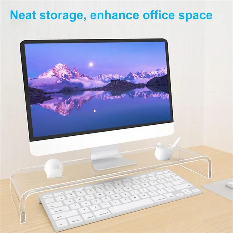 Acrylic Monitor Stand Riser | Transparent Height Adjustable Base for Computer, Keyboard, and Laptop
