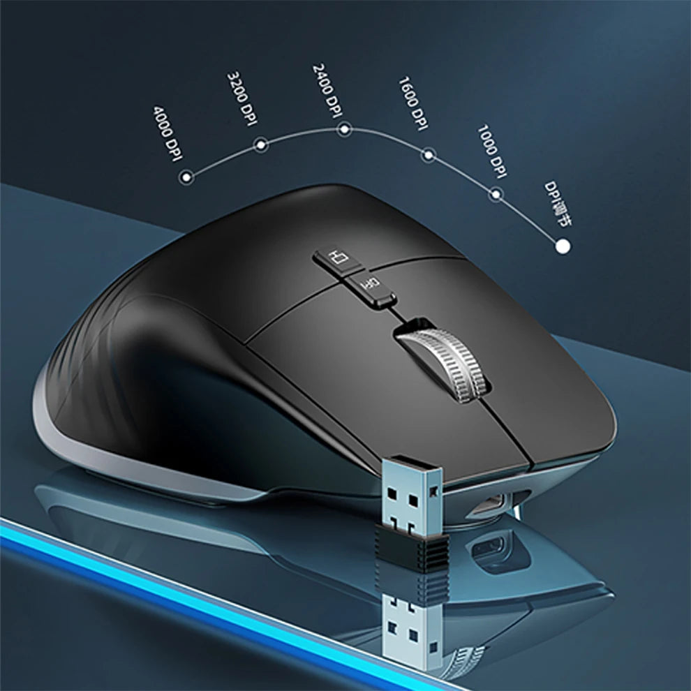 Multi-Device Wireless Mouse – Bluetooth 5.0/3.0 & 2.4G, Ergonomic Design