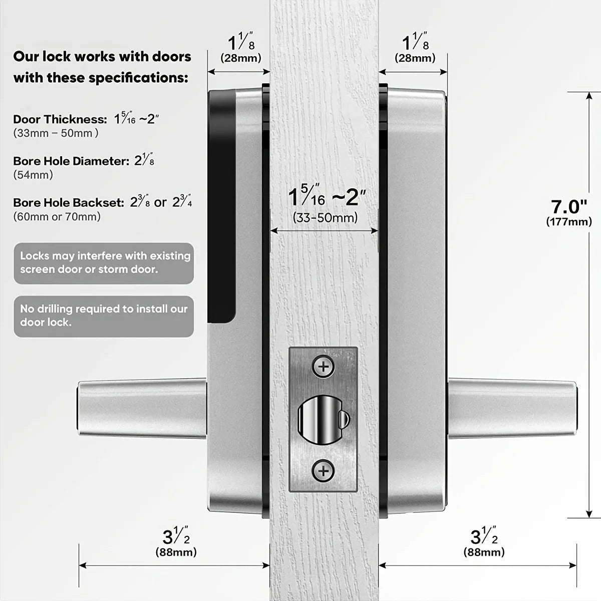 Smart Fingerprint Door Lock | App Remote Control, Keyless WIFI Digital Touchscreen Lock, NFC, IP67 Waterproof with 2 IC Cards
