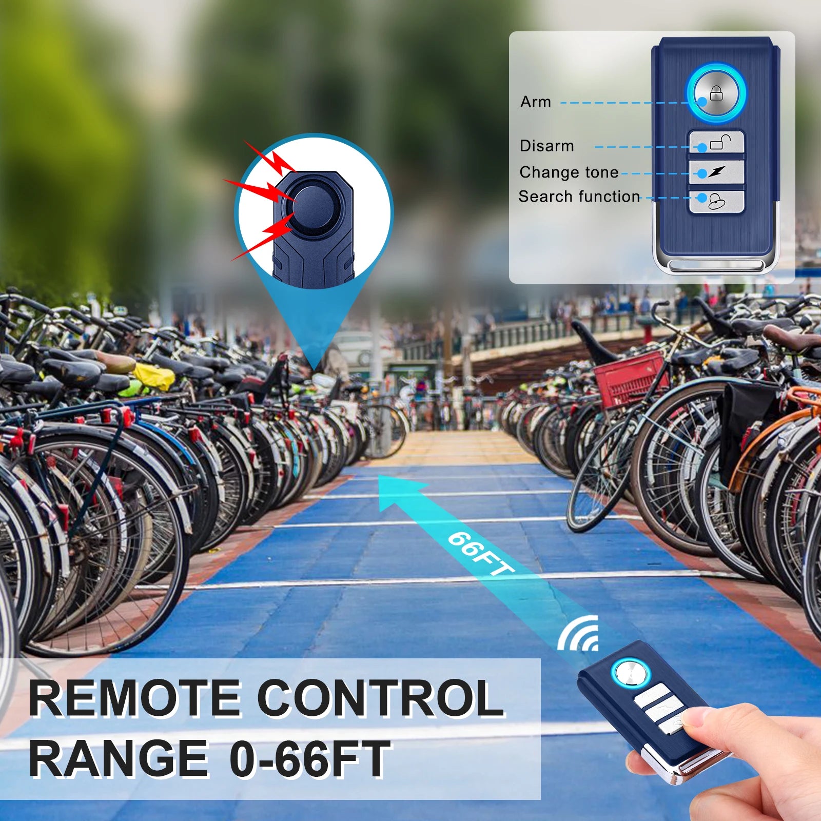 Elecpow 113dB Bicycle Alarm | Wireless Remote Control Anti-Theft Alarm for Electric Scooter, Bike, & Motorcycle (Waterproof)