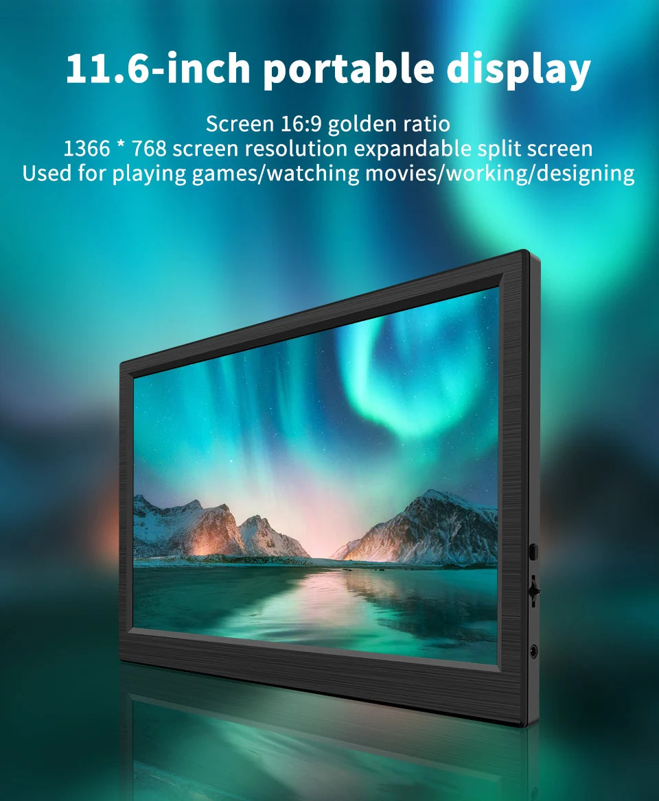 11.6" Portable HDMI Monitor – Gaming & Laptop Display