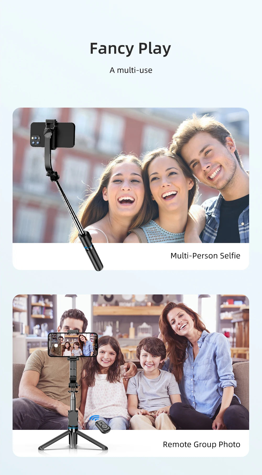 W&O C01 Selfie Stick Tripod with Wireless Stabilizer