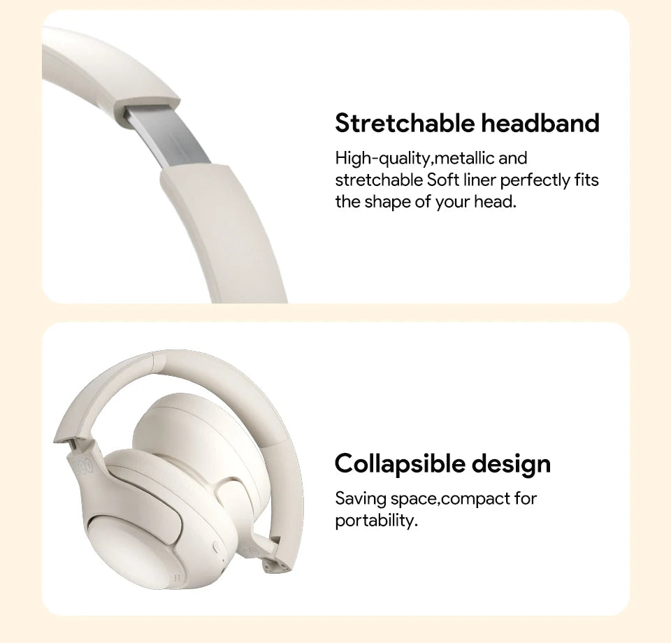 QCY H3 ANC Wireless Headphones – Bluetooth 5.4, 60H Playtime