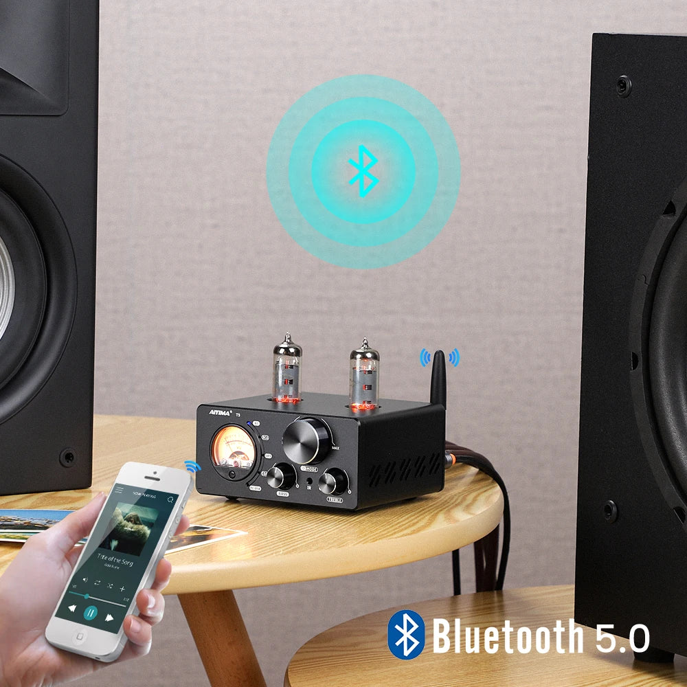 AIYIMA T9 HiFi Tube Bluetooth Amplifier with DAC