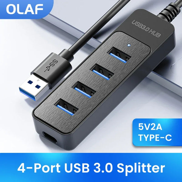 4-Port USB 3.0/2.0 Multi Hub Splitter with Type-C