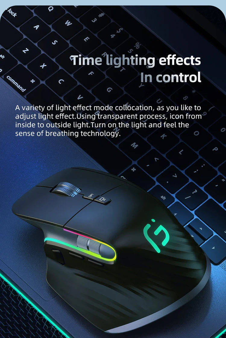 Multi-Device Wireless Mouse – Bluetooth 5.0/3.0 & 2.4G, Ergonomic Design