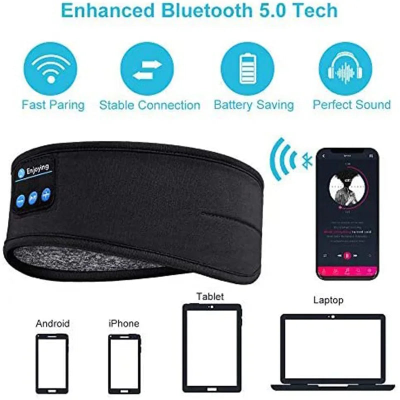 Fone Bluetooth Earphones Sports Sleeping Headband | Wireless Music Eye Mask & Elastic Bluetooth Headset