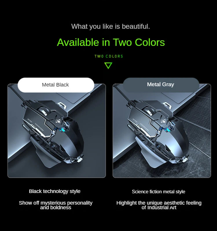 Wired Mechanical Gaming Mouse – 9-Key, 12800 DPI RGB