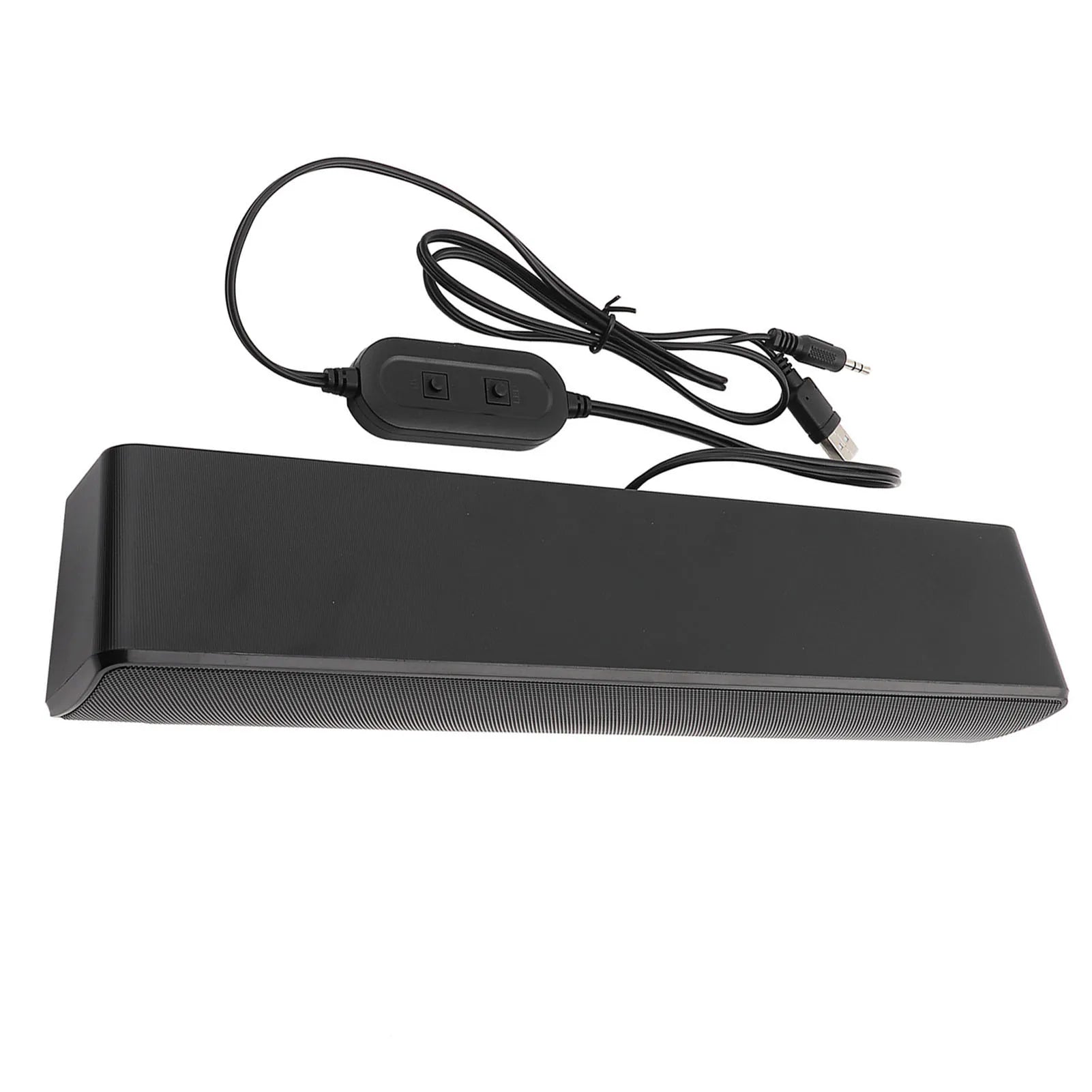 USB Wired Stereo Soundbar – Bass Music Speaker with 3.5mm Input for PC & Phones