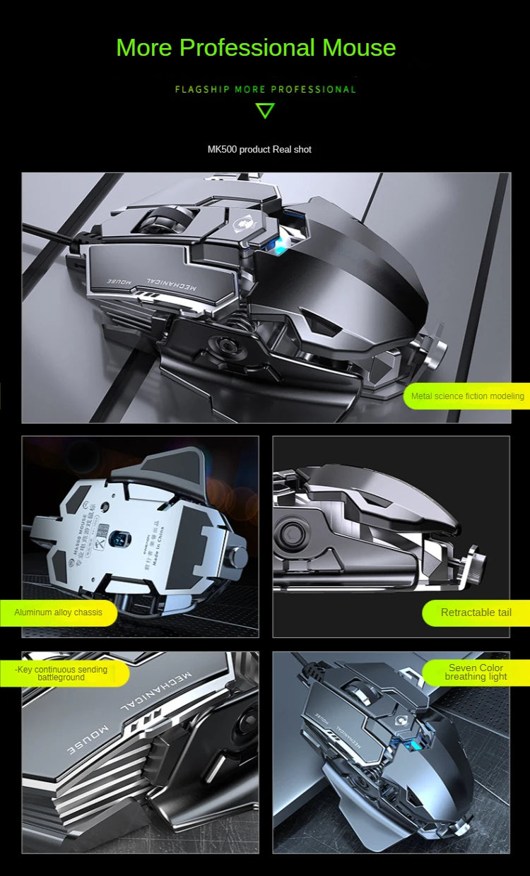 Wired Mechanical Gaming Mouse – 9-Key, 12800 DPI RGB