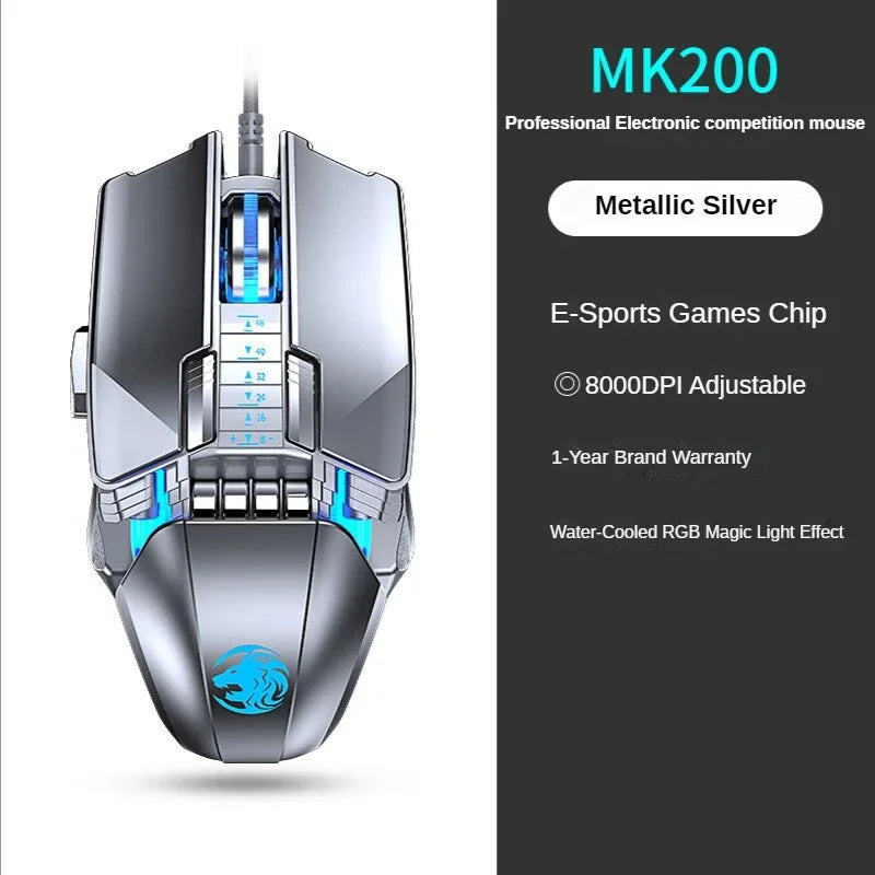 Wired Mechanical Gaming Mouse – 9-Key, 12800 DPI RGB
