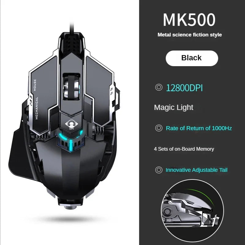 Wired Mechanical Gaming Mouse – 9-Key, 12800 DPI RGB