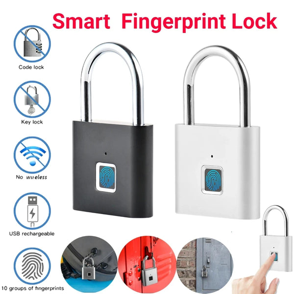 Smart Biometric Fingerprint Padlock – USB Rechargeable