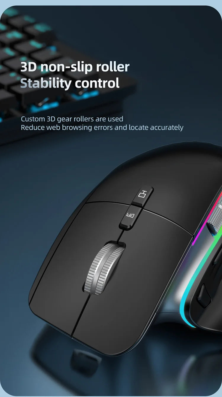 Multi-Device Wireless Mouse – Bluetooth 5.0/3.0 & 2.4G, Ergonomic Design