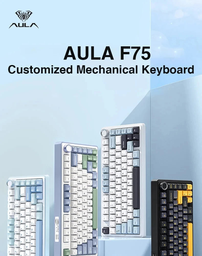 AULA F75 Gaming Mechanical Keyboard – 75% Layout, Tri-Mode, RGB