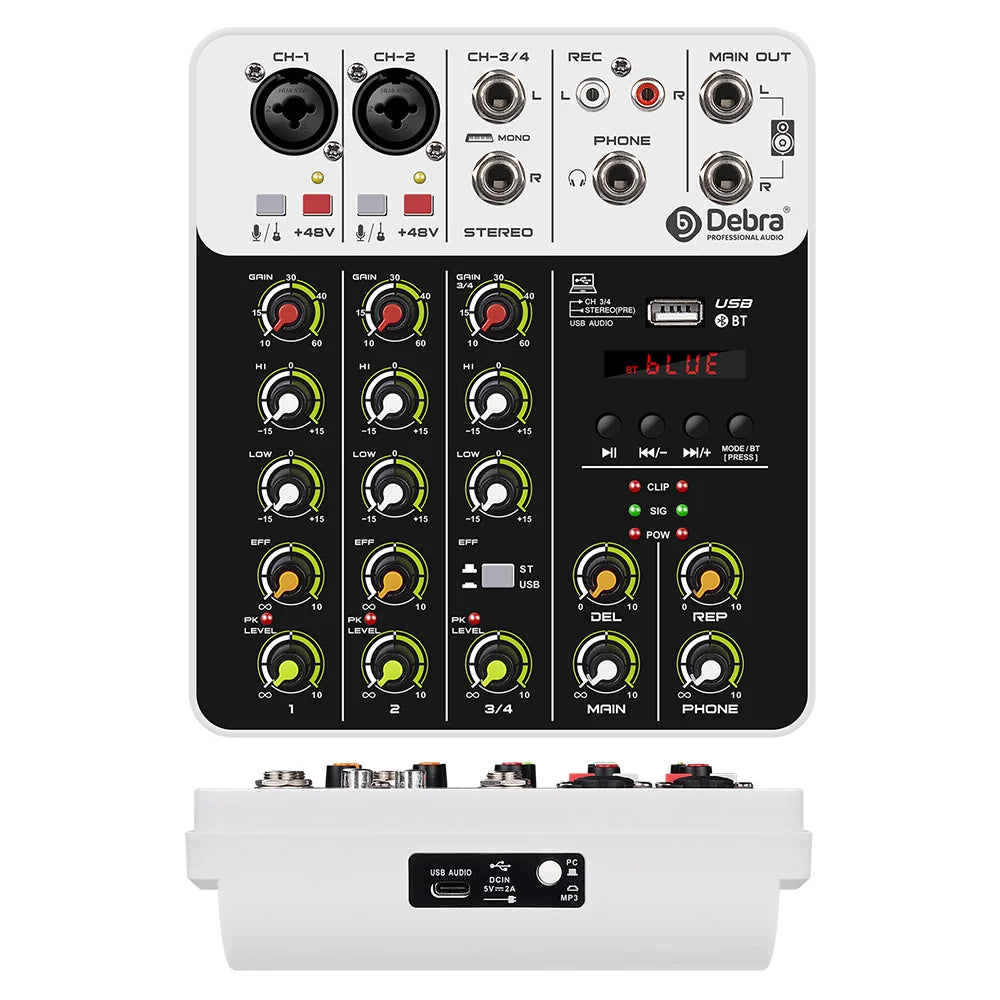 V4 Bluetooth Audio Interface Mixer with USB & Effects