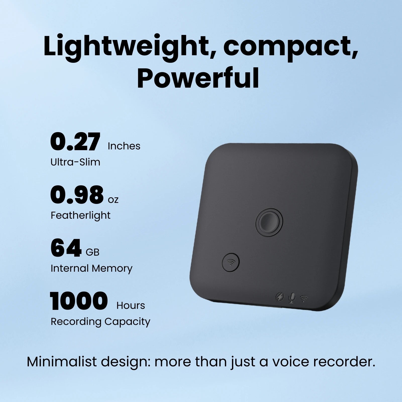 AI Voice & Call Recorder – 64GB, Speech-to-Text & Multi-Language Support