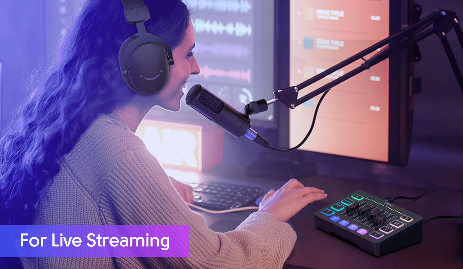 FIFINE AmpliGame SC3 Gaming Audio Mixer – 4-Channel RGB Interface with XLR