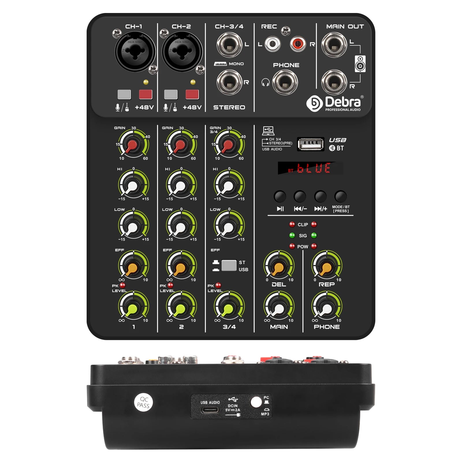 V4 Bluetooth Audio Interface Mixer with USB & Effects