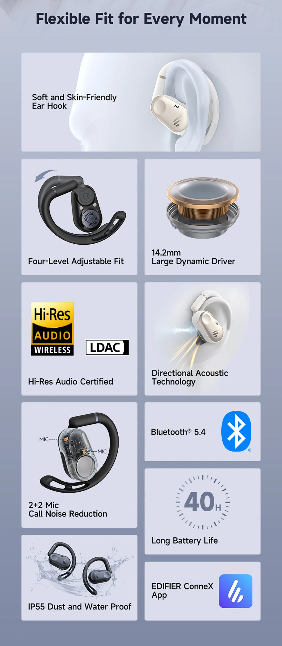 Edifier Comfo Flex Open-Ear Bluetooth 5.4 Earphones