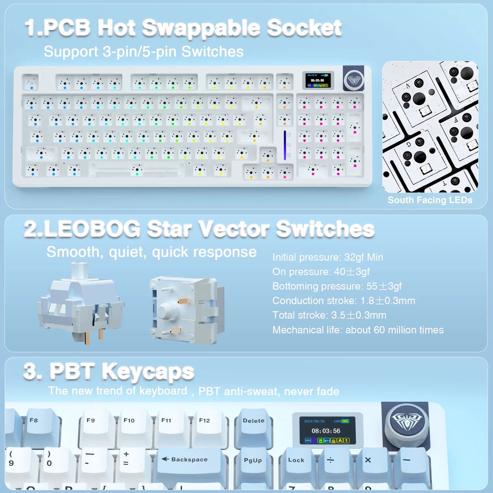 AULA S98Pro Wireless Mechanical Gaming Keyboard – TFT Screen & Knob