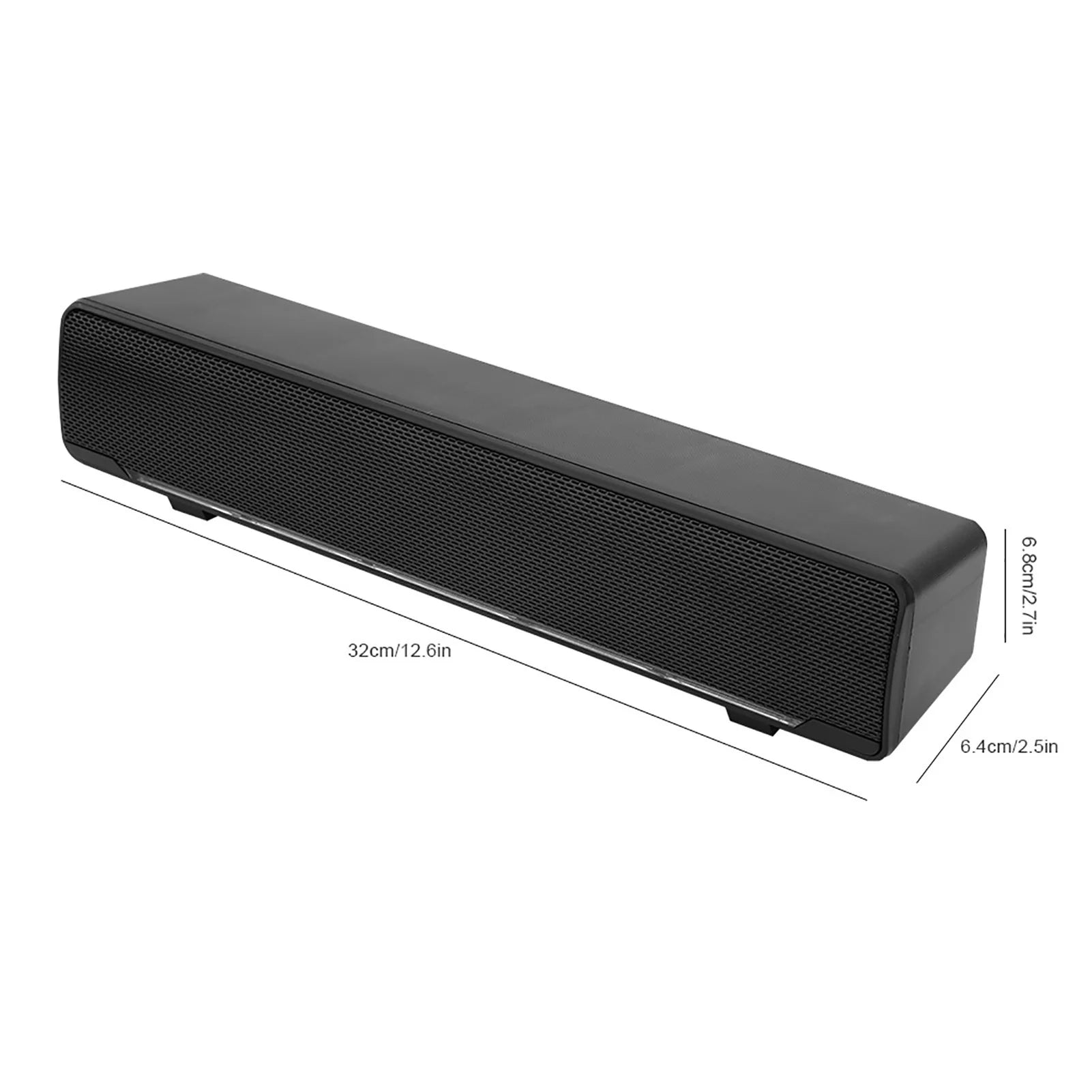 USB Wired Stereo Soundbar – Bass Music Speaker with 3.5mm Input for PC & Phones