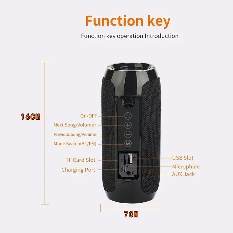 Portable Wireless Bluetooth Speaker – Waterproof with Subwoofer & FM Radio
