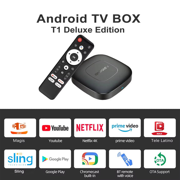 Global Version Mortal T1 Smart Streaming TV Box | Allwinner H313, Android 13, 4K, Dual WiFi, Bluetooth, Google Assistant