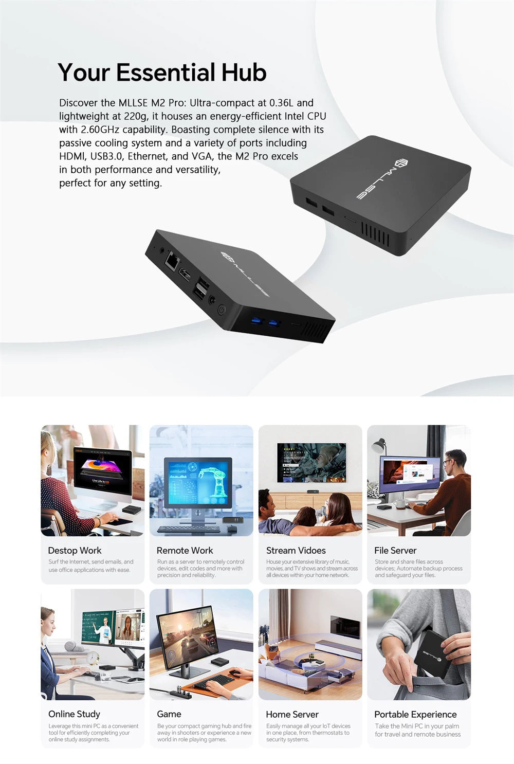 MLLSE M2 Air Mini PC – N4000, 6GB+128GB, Windows 11