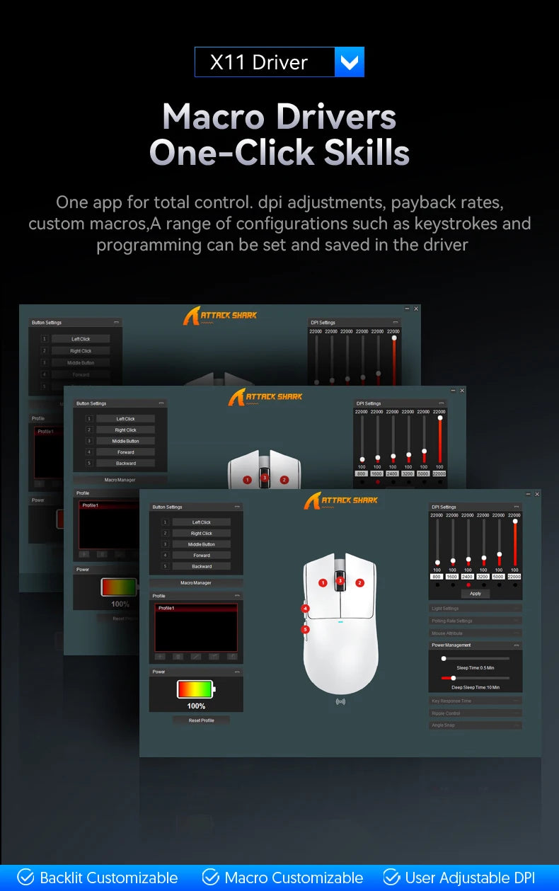 Attack Shark X11 Wireless Gaming Mouse – 22K DPI, Tri-Mode, RGB