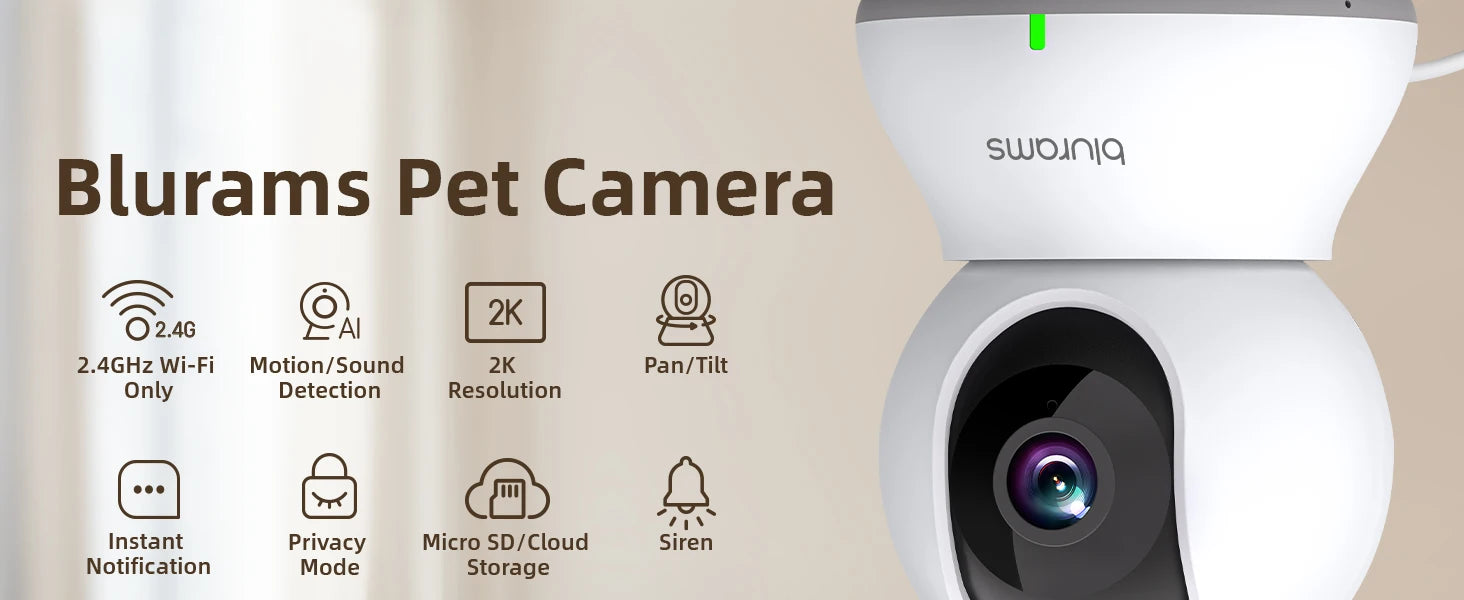 Blurams 2K Indoor PTZ WiFi Camera with 2-Way Talk