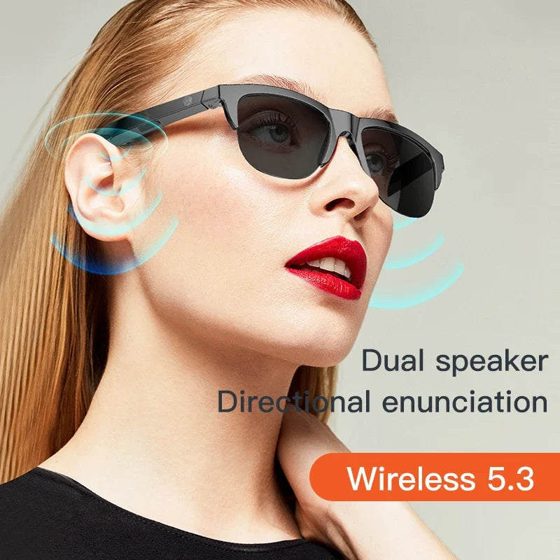 Smart Bluetooth 5.3 Sunglasses – UV Protection & Built-in Headphones for Sports & Calls