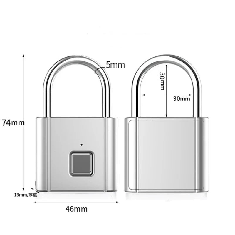 Smart Biometric Fingerprint Padlock – USB Rechargeable